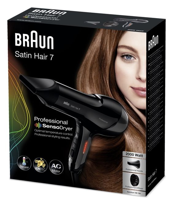 BRAUN BR-4400 Hair Dryer Ionic high power 3500 Watts Super Silent Black turbo fan engine (Pack of 1)