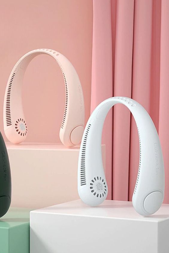 Portable Neck Fan, Bladeless Hanging Neck Fan. Hands Free Rechargeable Head Fan. Adjustable Comfy Neck Fan