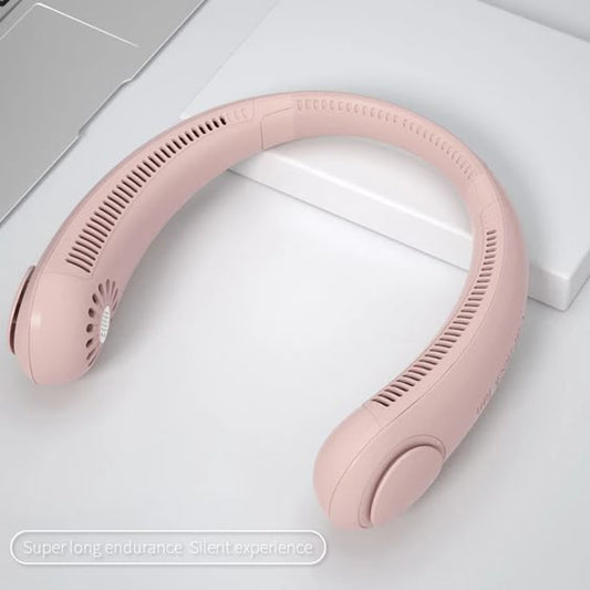 Portable Neck Fan, Bladeless Hanging Neck Fan. Hands Free Rechargeable Head Fan. Adjustable Comfy Neck Fan
