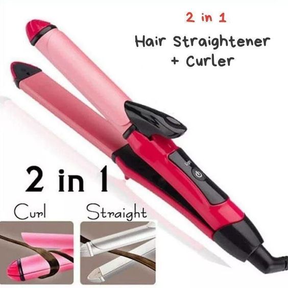 Pro Braun 2 in 1 Hair Straightener & Curler Beauty Set Rod Styling Tool for Women (High Power)