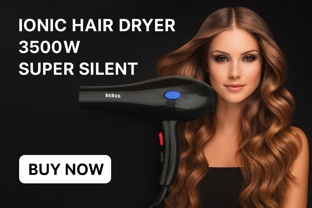 BRAUN BR-4400 Hair Dryer Ionic high power 3500 Watts Super Silent Black turbo fan engine (Pack of 1)