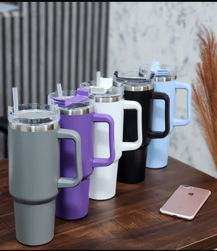 Stainless Steel Insulated Travel Tumbler with Handle Straw Lid  || Without stainly mark