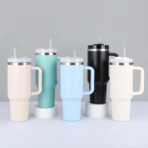 Stainless Steel Insulated Travel Tumbler with Handle Straw Lid  || Without stainly mark